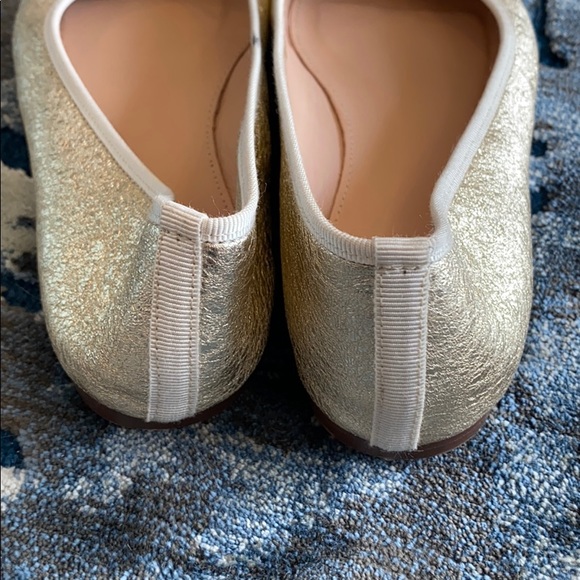 J. Crew gold metallic and cream ballet flats bow - Picture 8 of 8